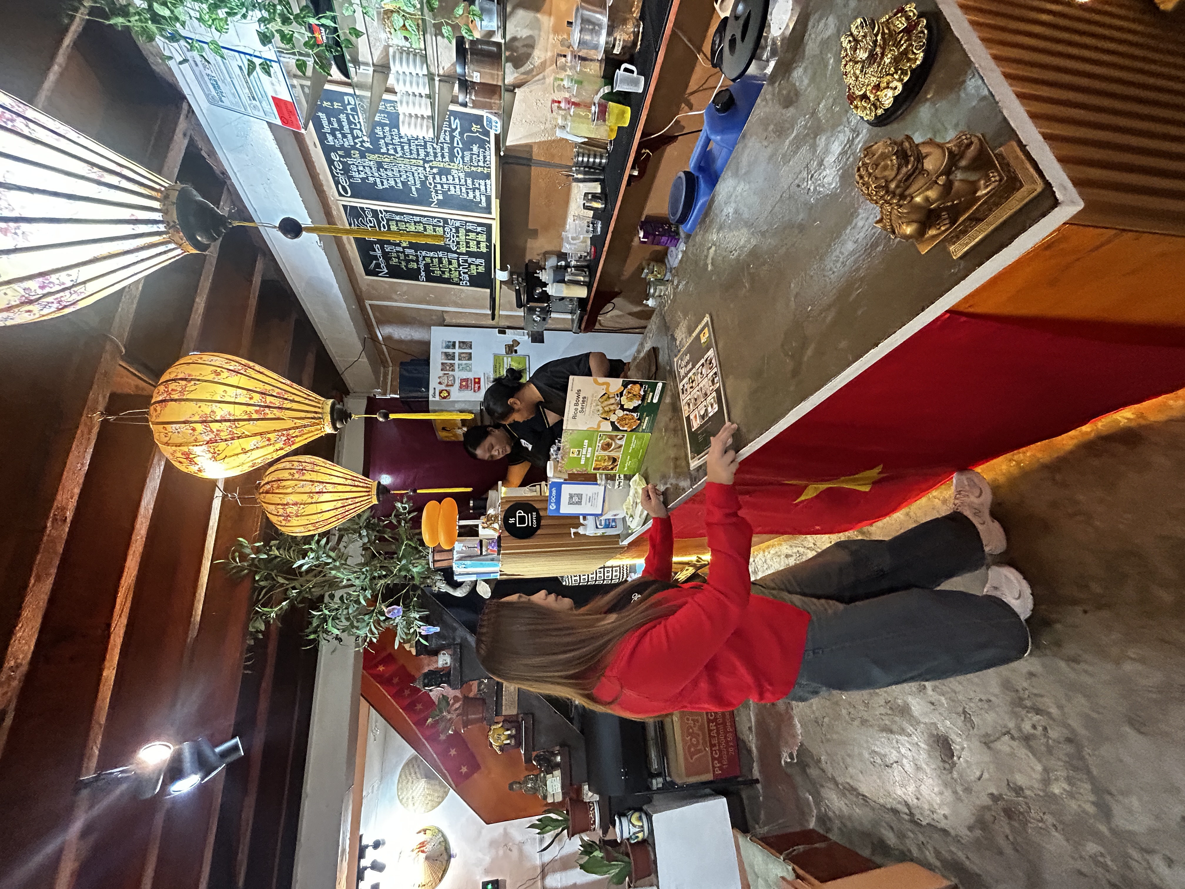 inside the café counter